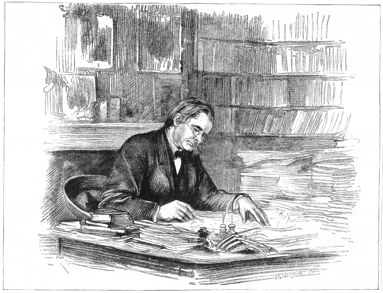 Thomas Henry Huxley, biólogo británico, en su escritorio en 1882-1883 de Unbekannt