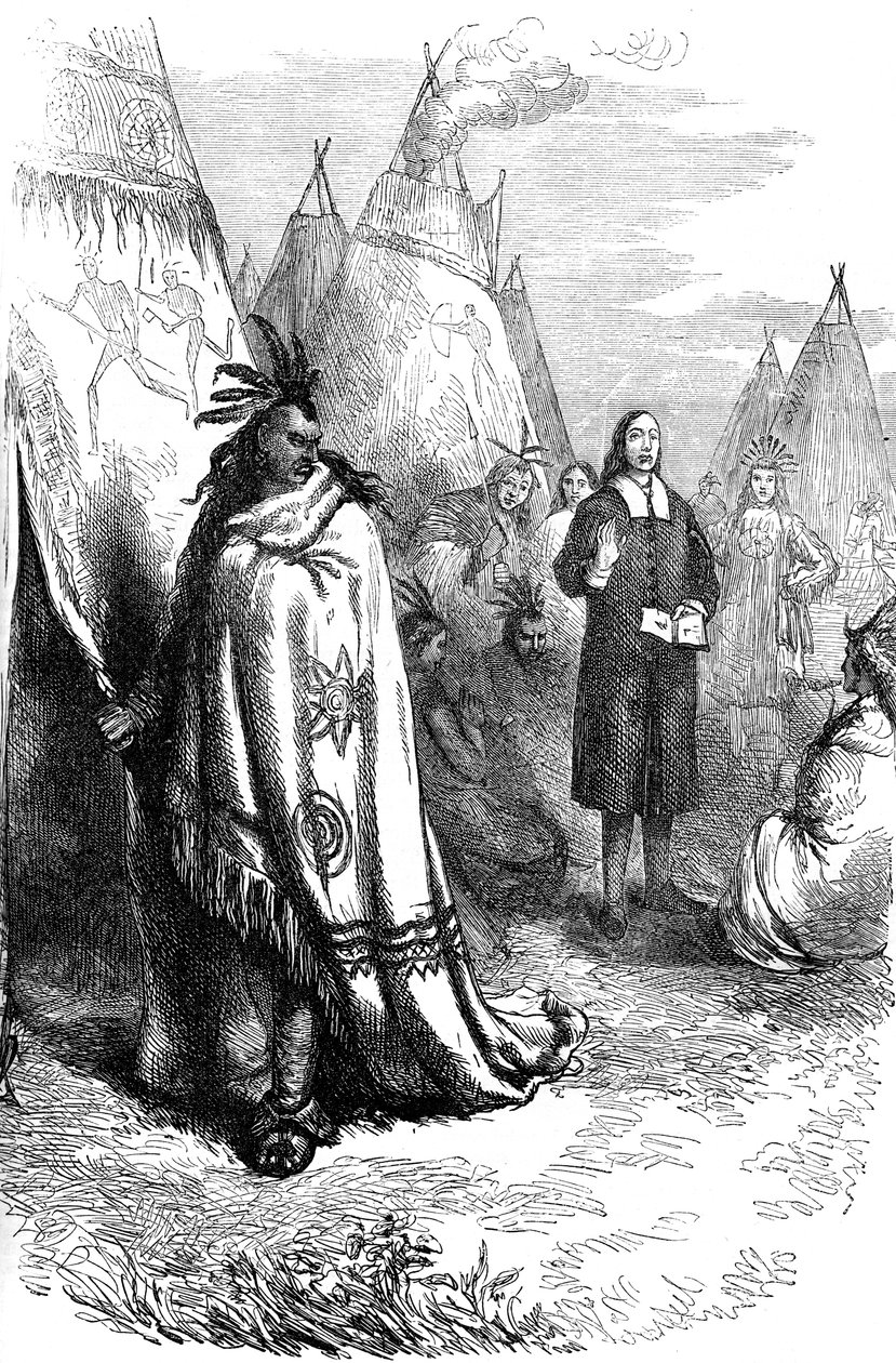 Thomas Mayhew y el sachem Narragansett, siglo XVII c1880 de Unbekannt