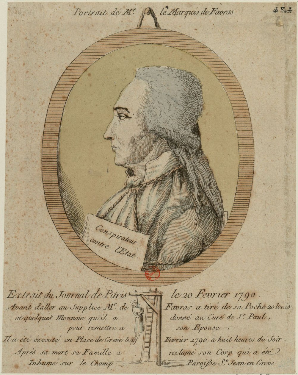 Thomas de Mahy, Marqués de Favras 1744-1790. Del Journal de Paris el 20 de febrero de 1790, 1790 de Unbekannt