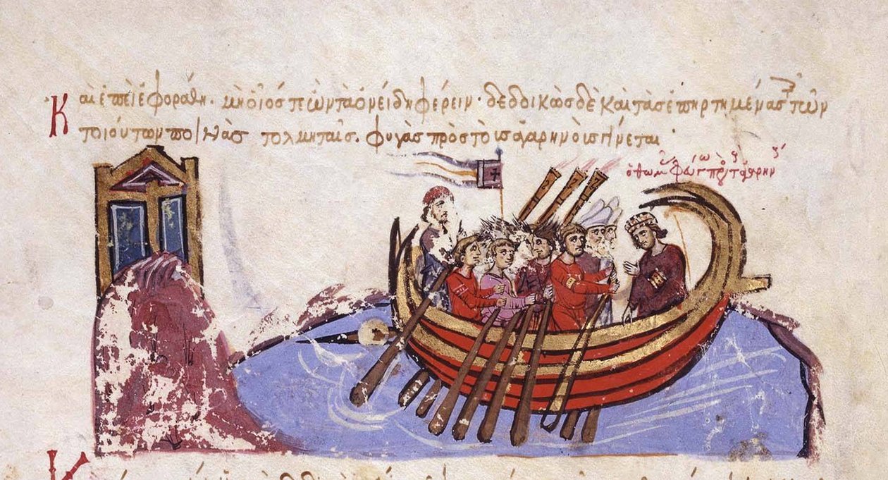 Tomás el Eslavo huye a los árabes Miniatura del Skylitzes de Madrid de Unbekannt