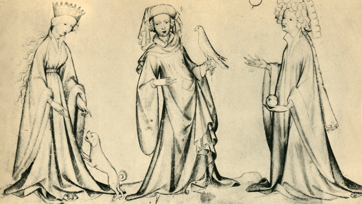 Tres mujeres jóvenes, c. 1400 de Unbekannt