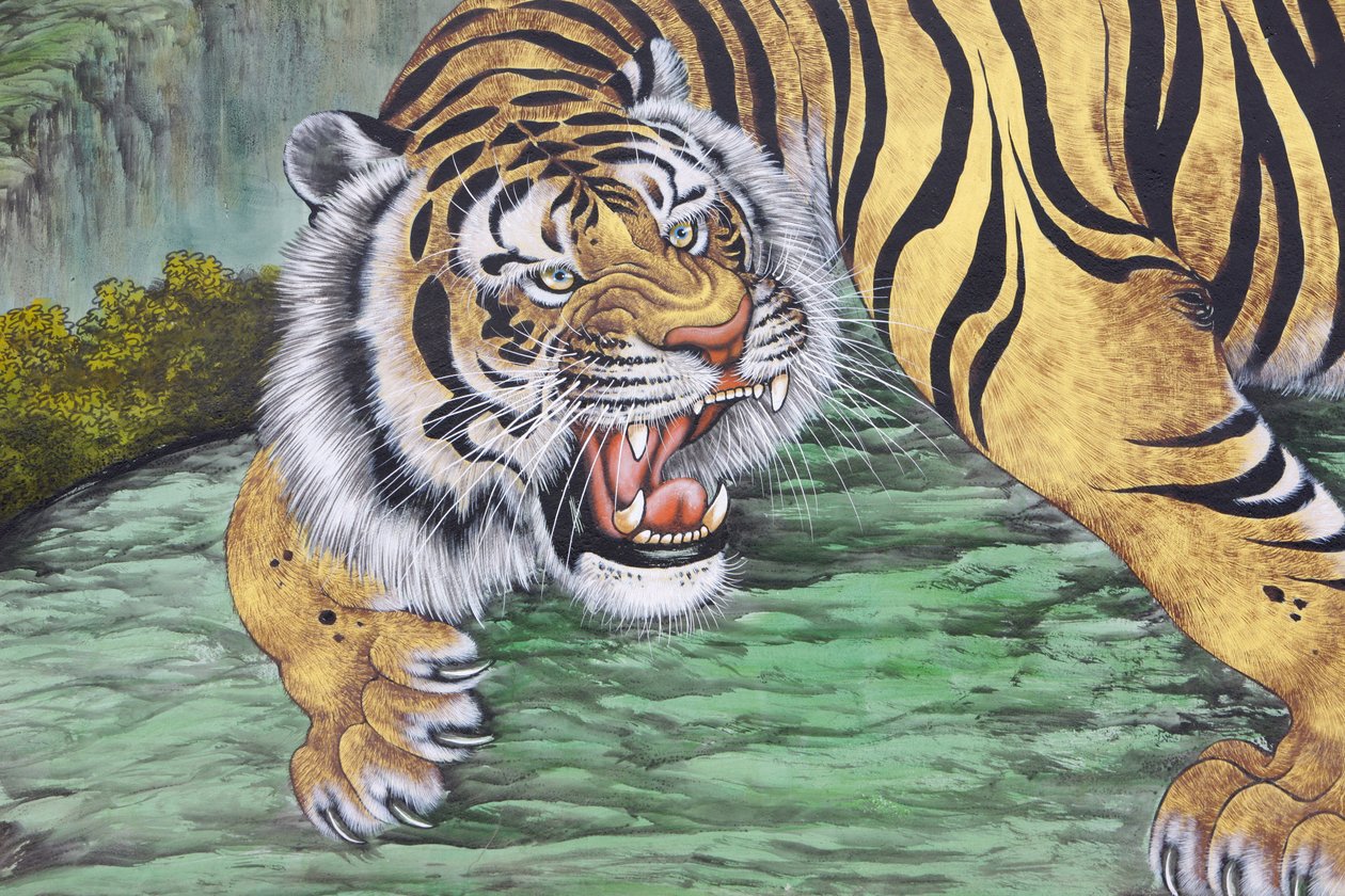 Pintura de tigre en el templo Bongeunsa, Seúl, Corea del Sur de Unbekannt