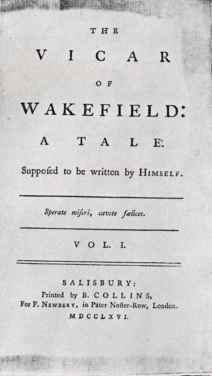Página del título de El vicario de Wakefield, 1766 de Unbekannt