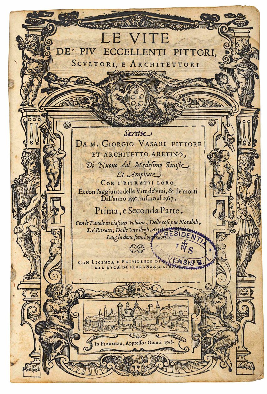 Página de título de: Giorgio Vasari, Las vidas de los más excelentes pintores italianos..., 1568 de Unbekannt