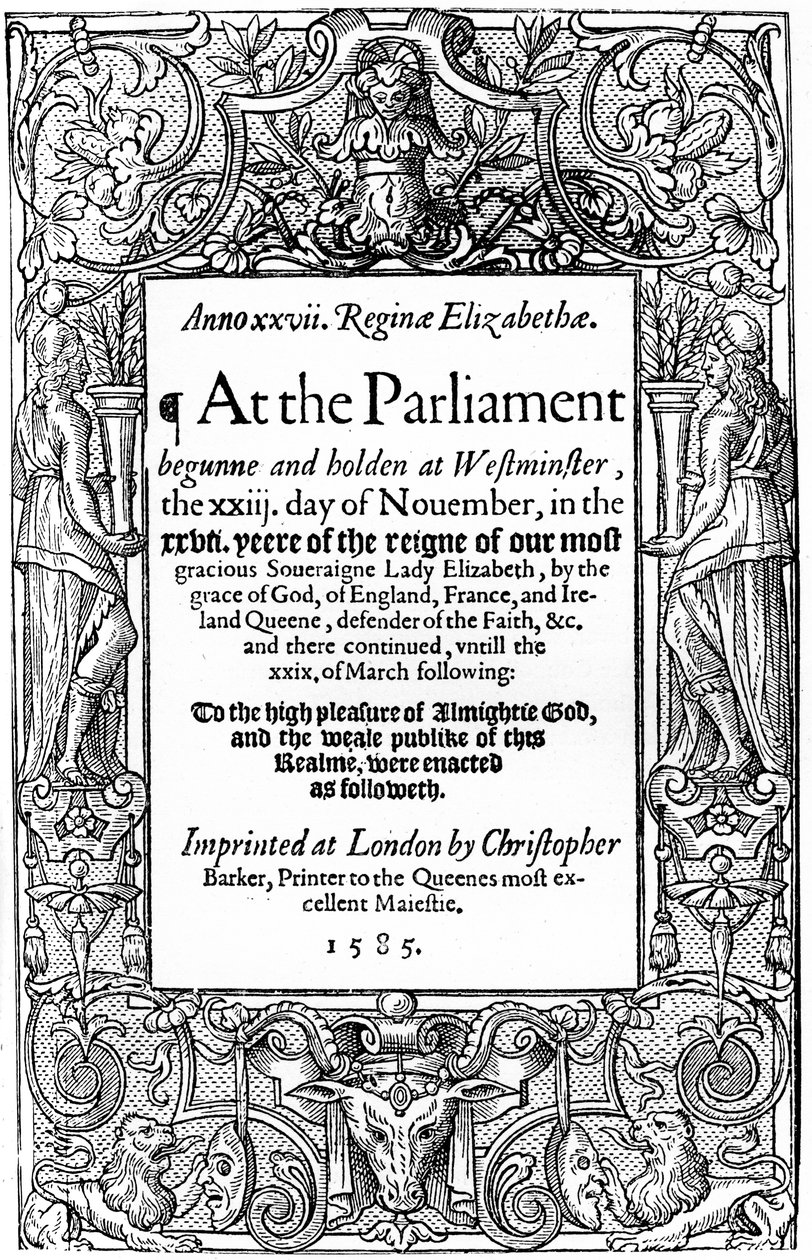 Página de título de Actos del Parlamento, 1585, 1893 de Unbekannt