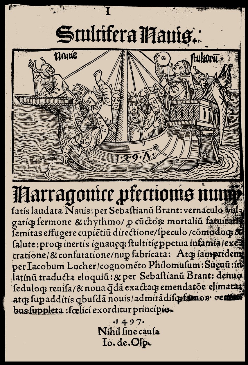 Página de título del libro La nave de los locos de Sebastian Brant, 1497 de Unbekannt