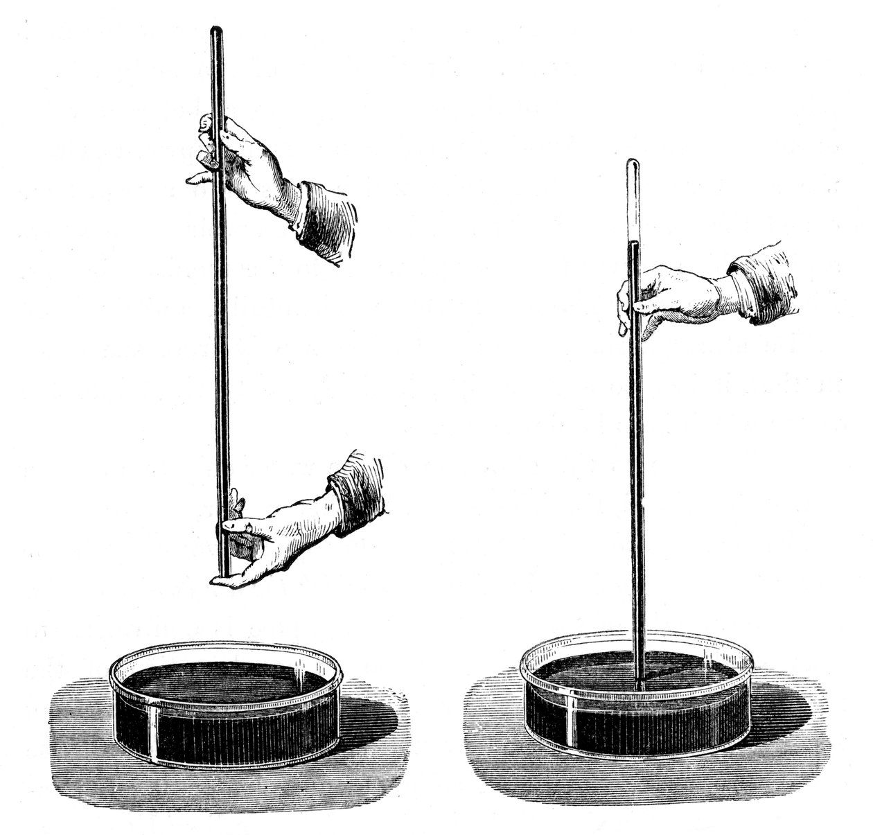 Demostración de Torricelli del efecto de la presión atmosférica sobre una columna de líquido, 1643 1873 de Unbekannt