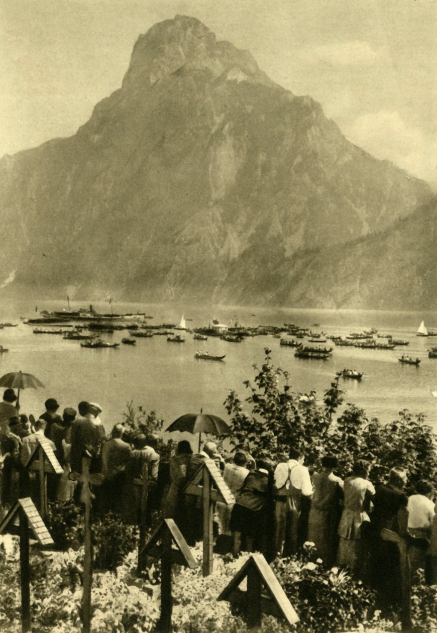 Traunstein y Traunsee, Alta Austria, c1935 de Unbekannt
