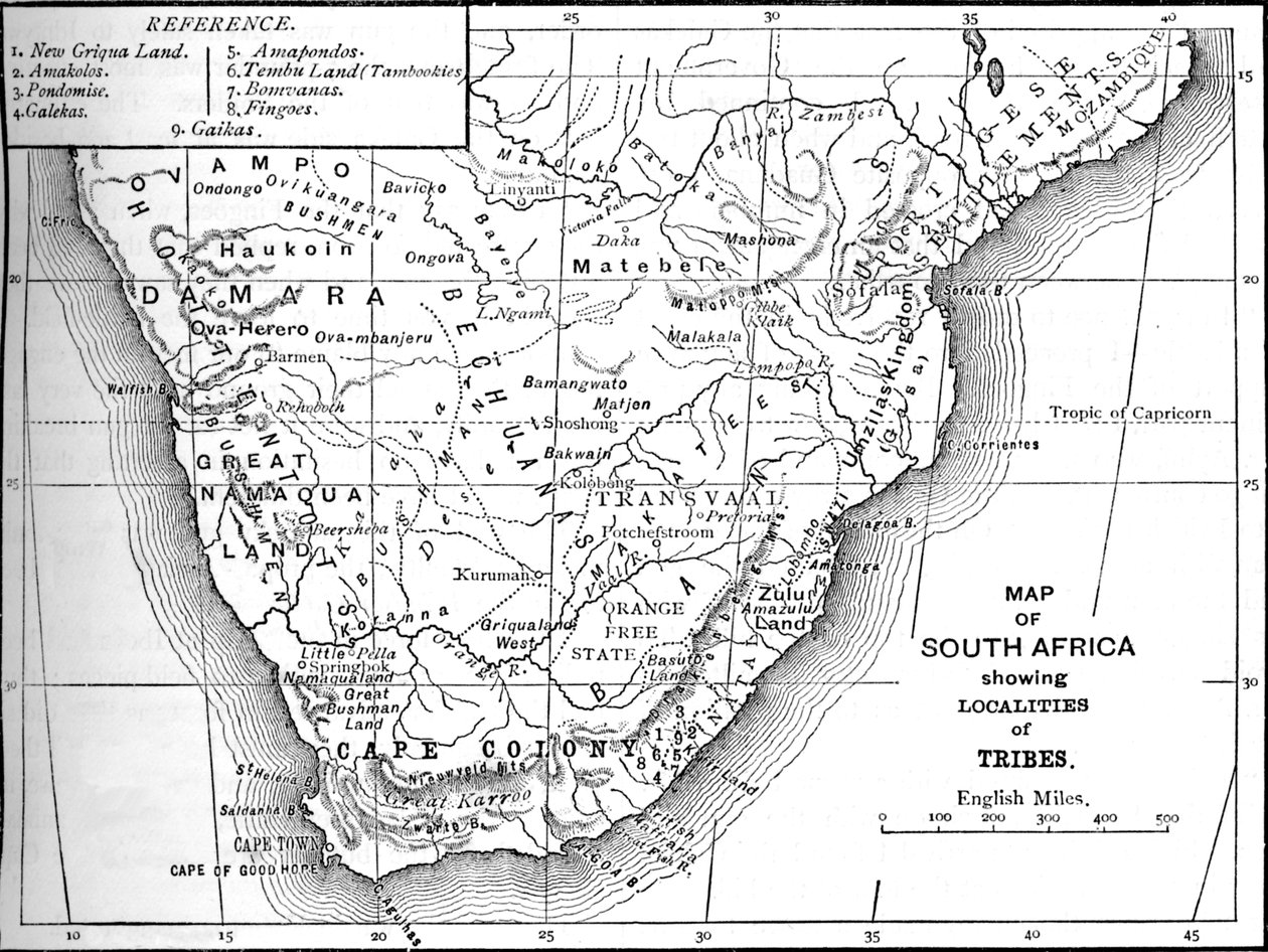 Mapa tribal de Sudáfrica, c1880 de Unbekannt