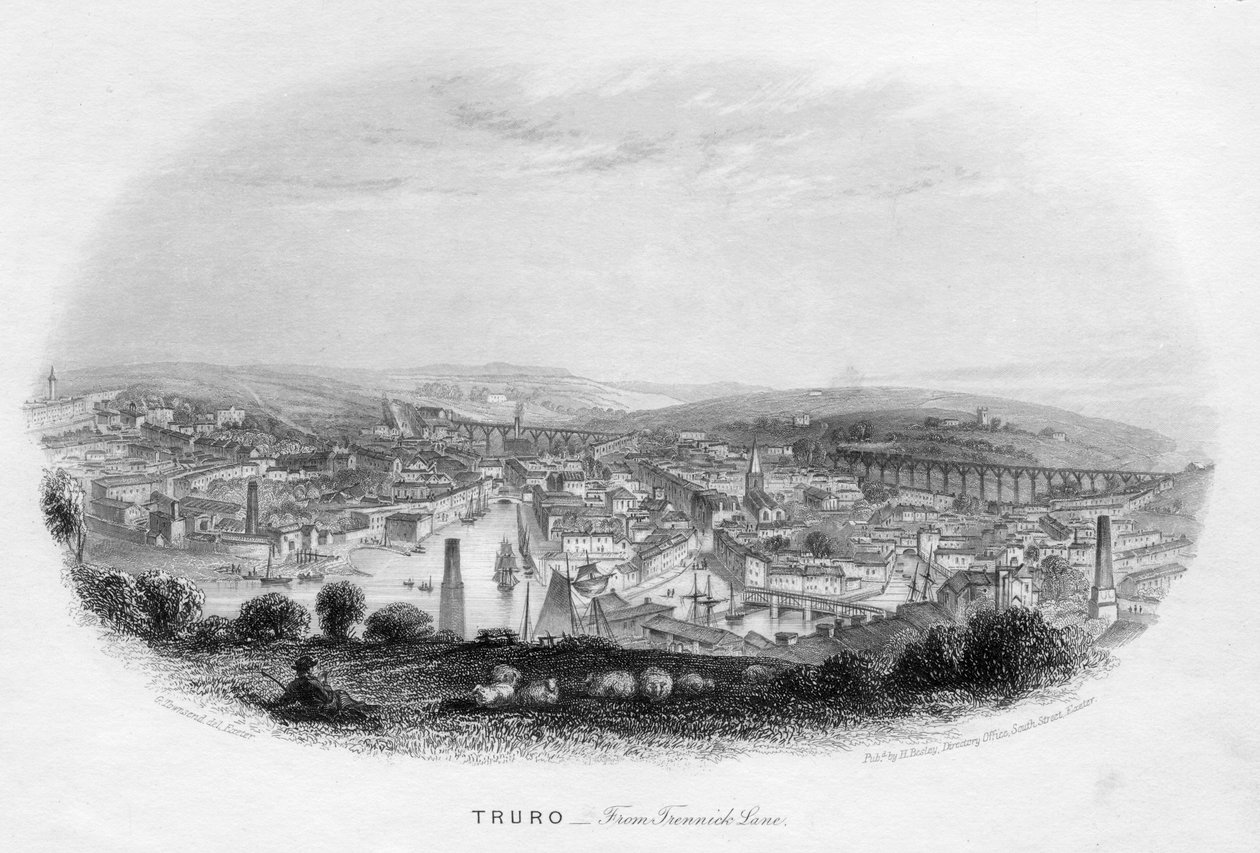 Truro, desde Trennick Lane, 1860 de Unbekannt