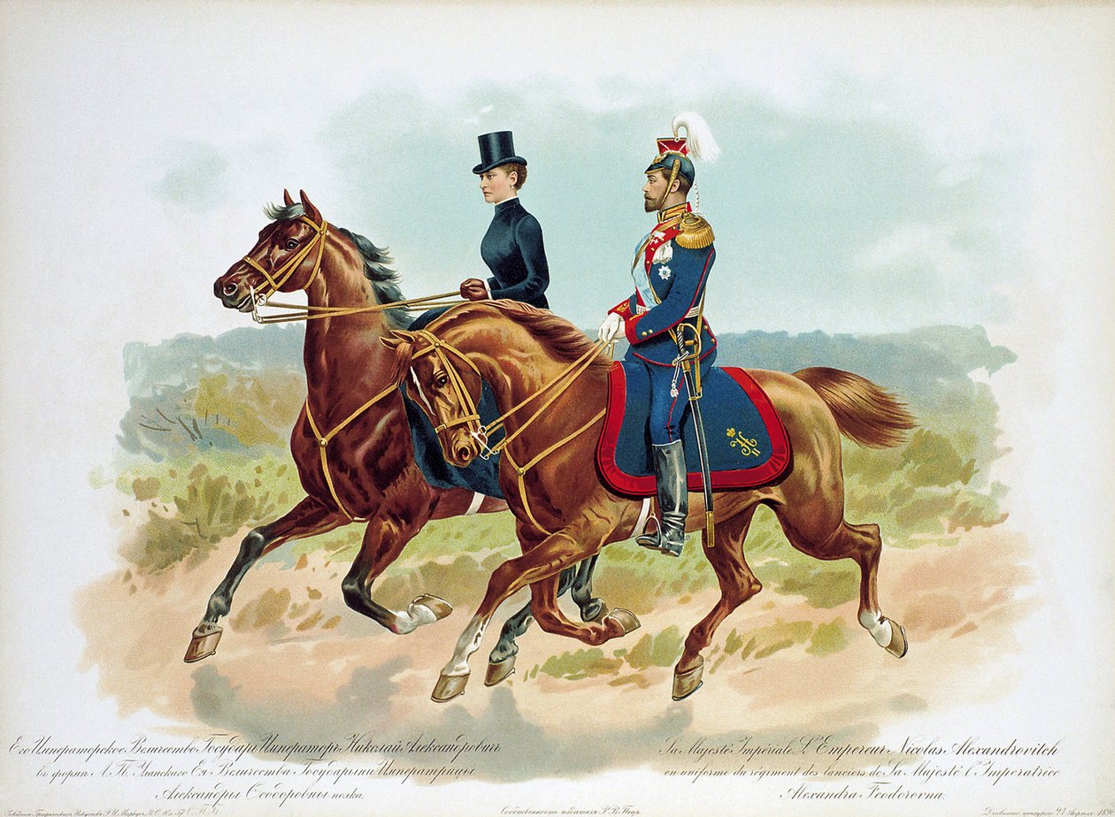 El Zar Nicolás II de Rusia con el uniforme del regimiento de Ulanos de la Guardia de Su Majestad, 1896 de Unbekannt