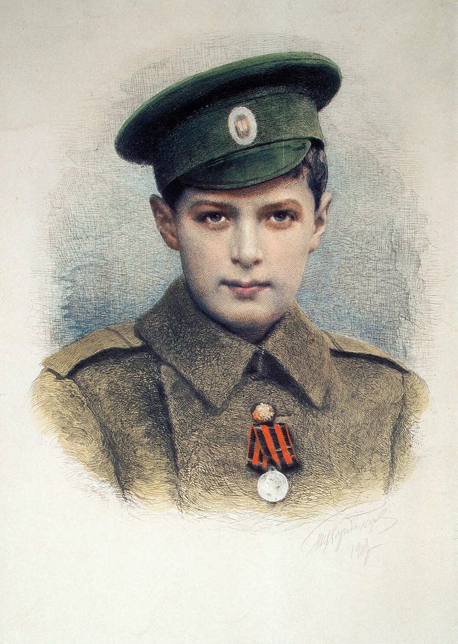 Zarevich Alexei como cabo del ejército ruso, 1917 de Unbekannt