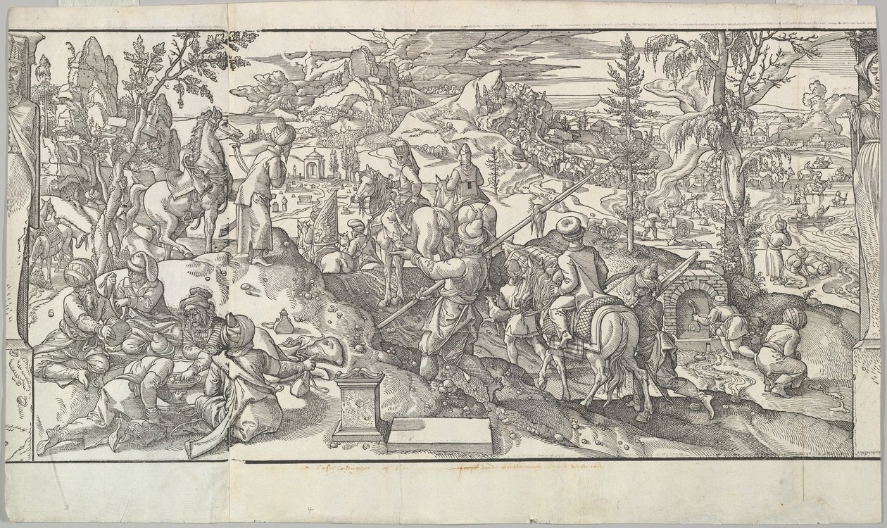 Soldados turcos en descanso del friso Ces Moeurs et fachons de faire de Turcz Customs..., 1553 de Unbekannt
