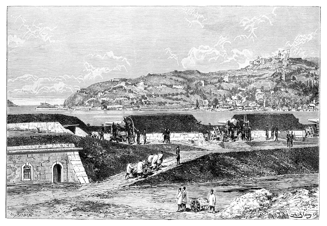 Baterías turcas y la entrada al Bósforo en el Mar Negro, Turquía, 1895 de Unbekannt