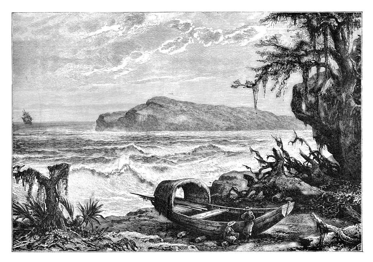 Isla Tortuga, vista tomada en la desembocadura de los Tres Ríos, c1890 de Unbekannt
