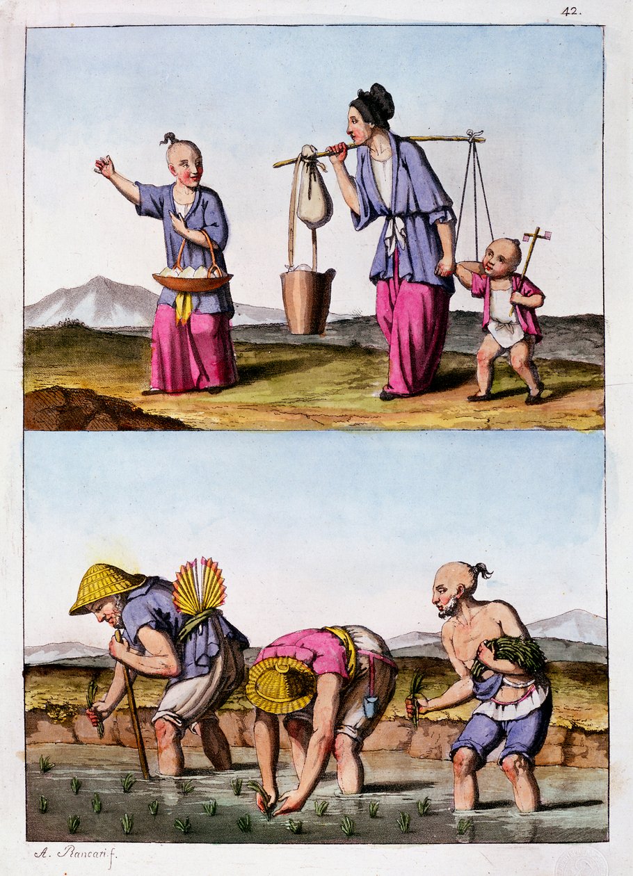 Dos escenas chinas, c1830 de Unbekannt