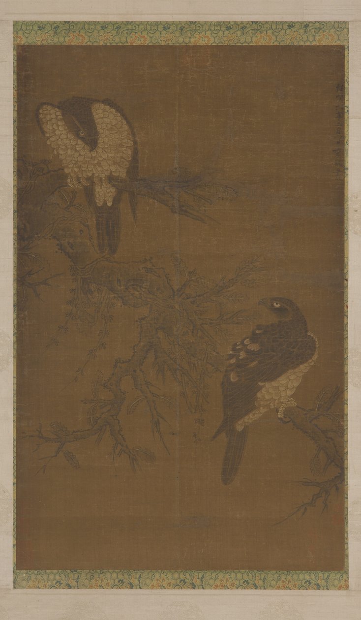 Dos halcones en una rama marchita, dinastía Ming, siglo XVI de Unbekannt