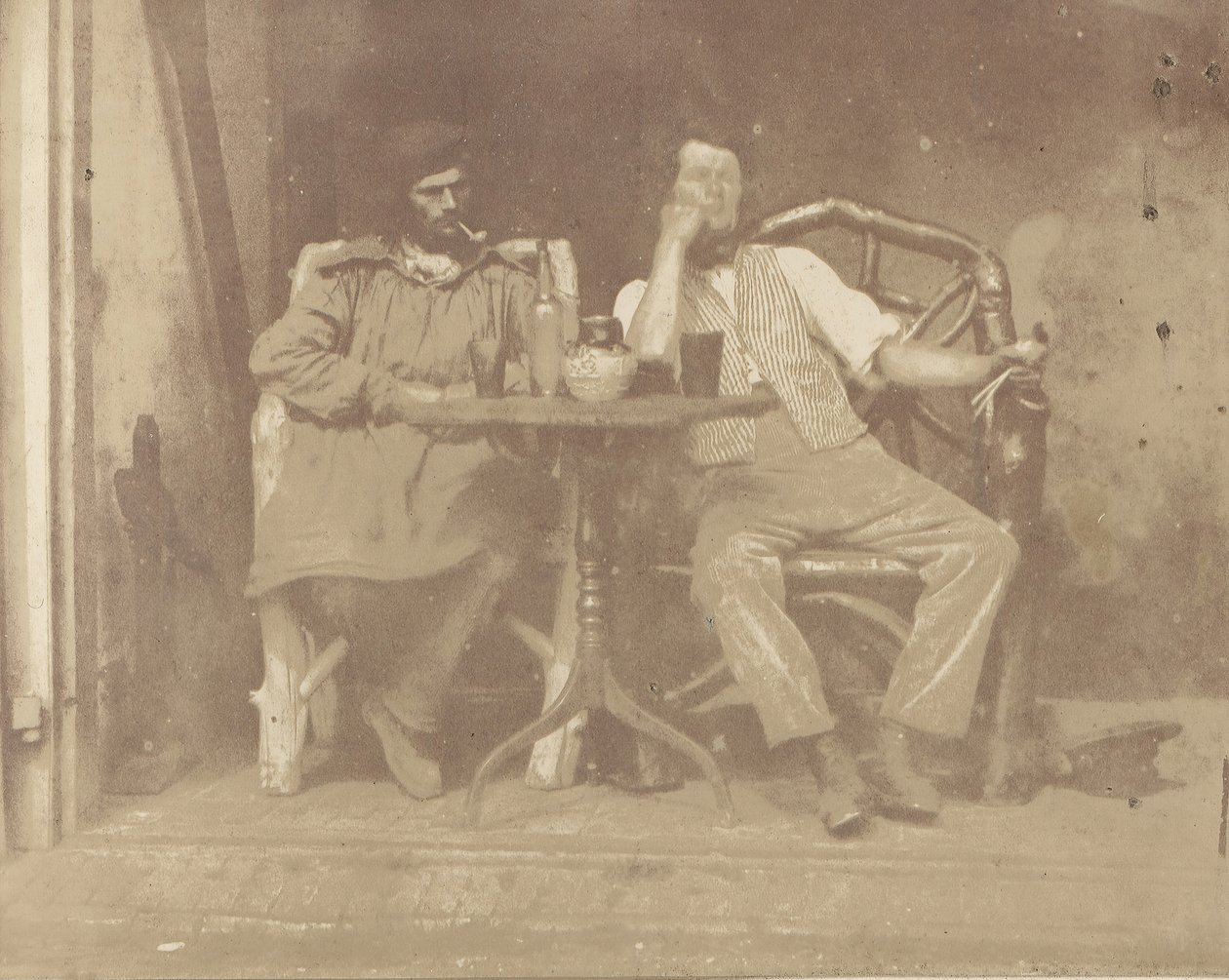 Dos hombres sentados en una mesa, 1850s de Unbekannt