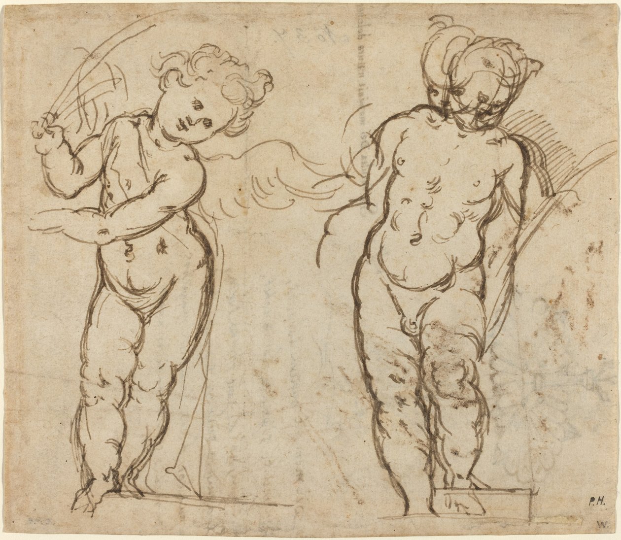 Dos putti de pie [recto] de Unbekannt