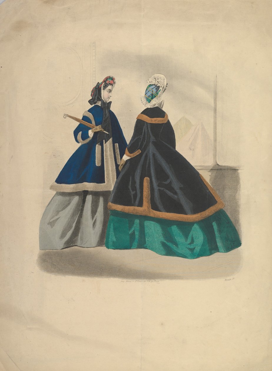 Dos mujeres con abrigos, 1863-64 de Unbekannt