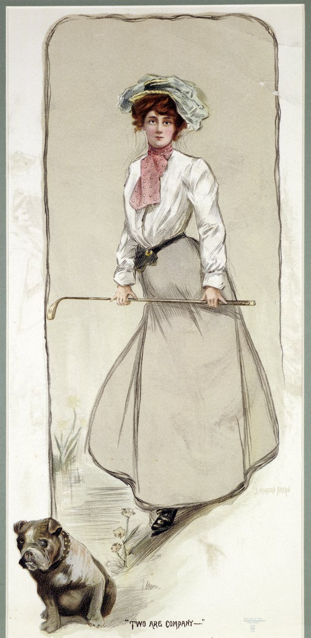 Dos son compañía, golfista con su perro, c. 1900 de Unbekannt