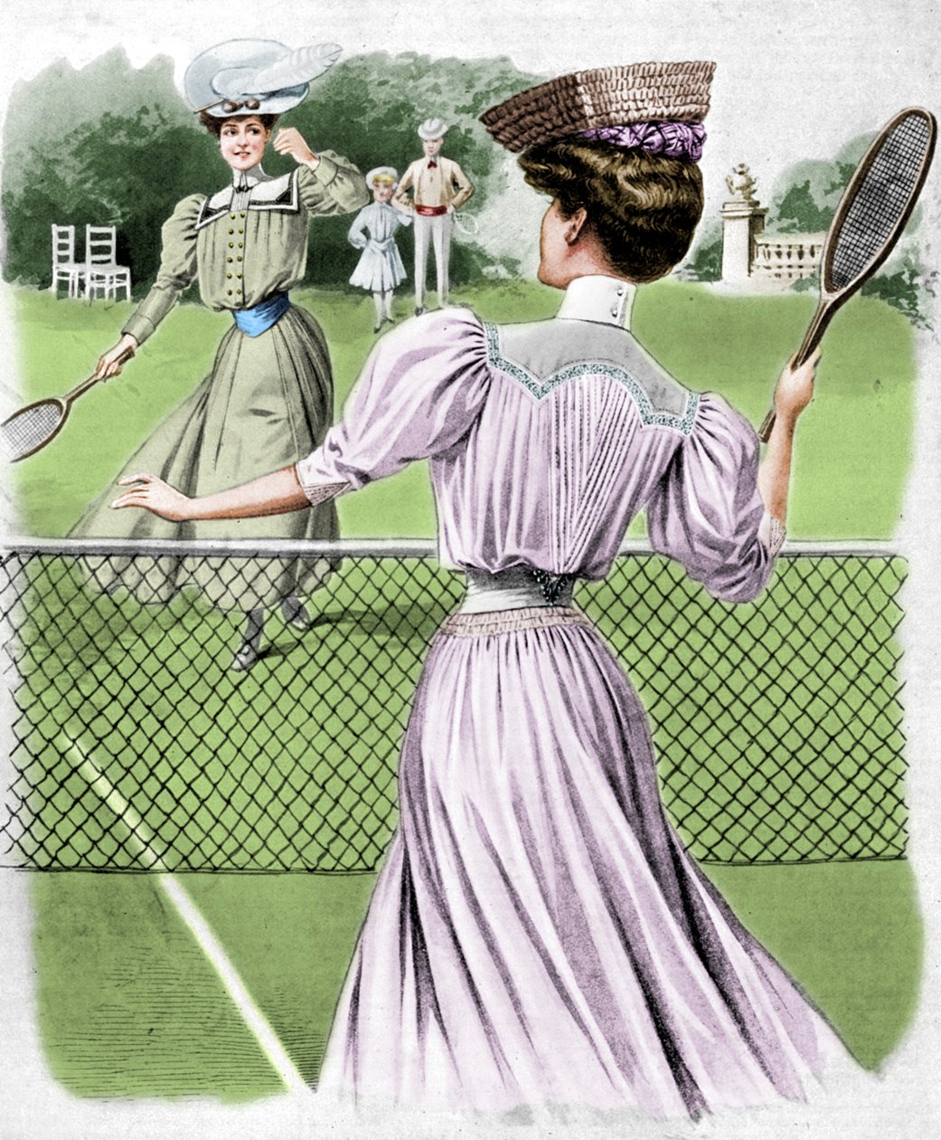 Dos trajes de tenis de césped para octubre, 1905 de Unbekannt