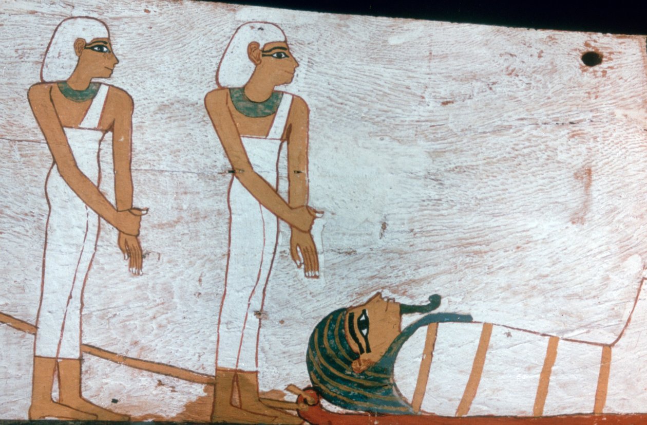 Dos sacerdotisas, detalle de la decoración de un sarcófago de La Dama de Madja, XVIII Dinastía de Unbekannt
