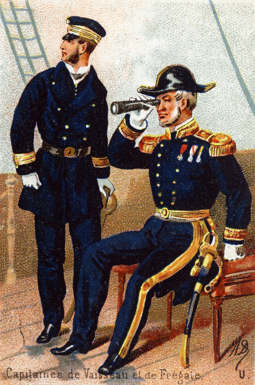 U: Capitán de barcos y fragata. Grabado en "Alfabeto Militar". Iniciales del ilustrador: A. D. Editor desconocido. Cromolitografías finales del siglo XIX. Dim: 10,5x7cm de Unbekannt