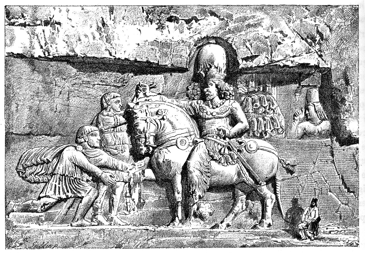 Valeriano a los pies de Sapor, Tumbas Reales en Naksh-I-Rustem, Persépolis, Irán, 1895 de Unbekannt