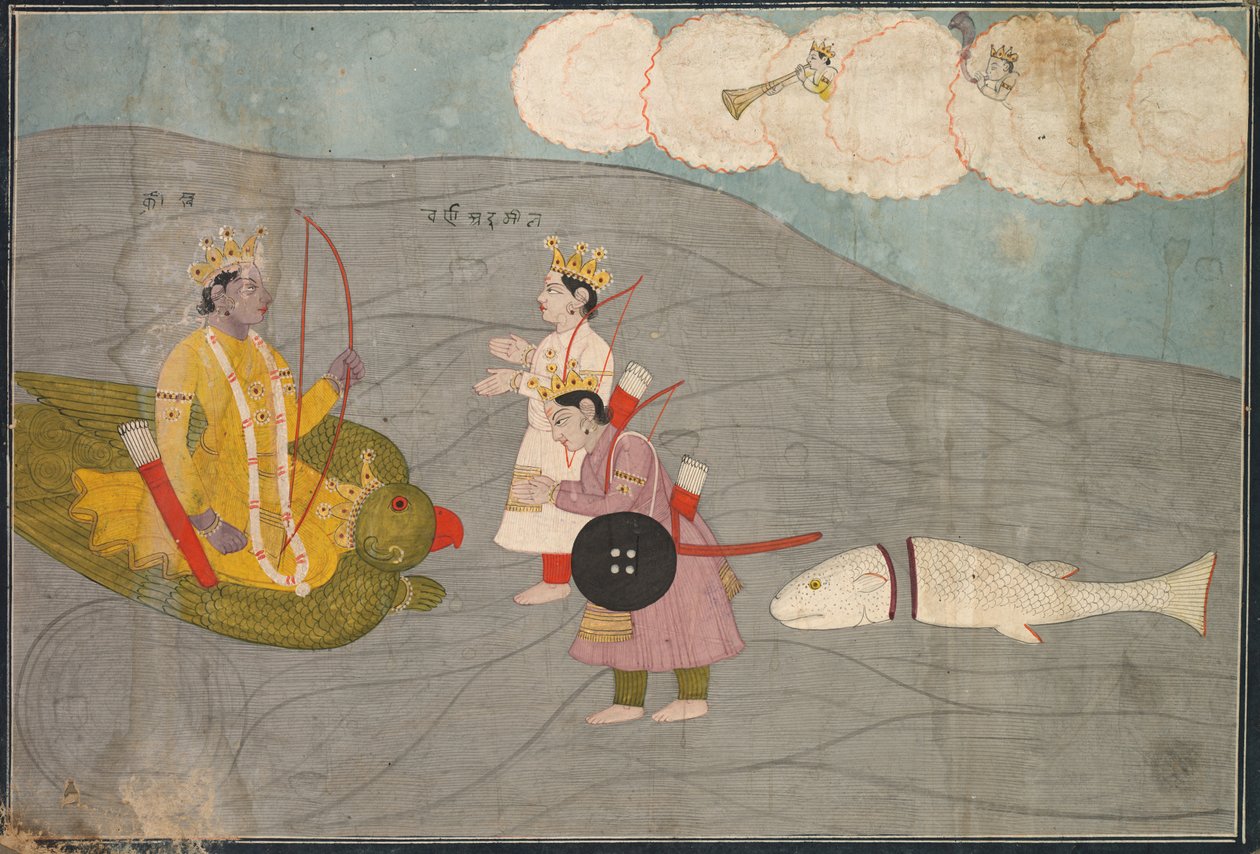 Los Hijos de Vanasura se Rinden a Krishna: Escena de la Sección Aniruddha Usha de Krishna Lila, c. 1840 de Unbekannt