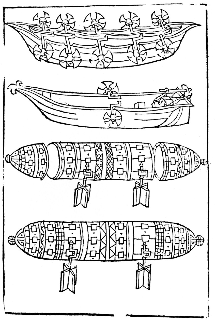 Varias formas de barcos de remo para uso en la guerra, 1483 de Unbekannt