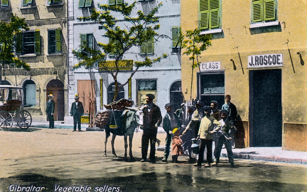 Vendedores de vegetales, Gibraltar, 1945 de Unbekannt