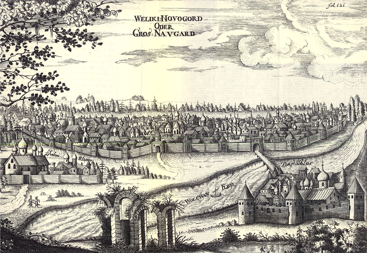 Velikiy Novgorod Ilustración de Viajes al Gran Duque de Moscovia y al Rey de Persia por Adam Olearius, 1656 de Unbekannt