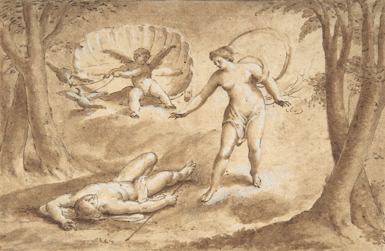 Venus Descubriendo la Muerte de Adonis, siglo XVII de Unbekannt