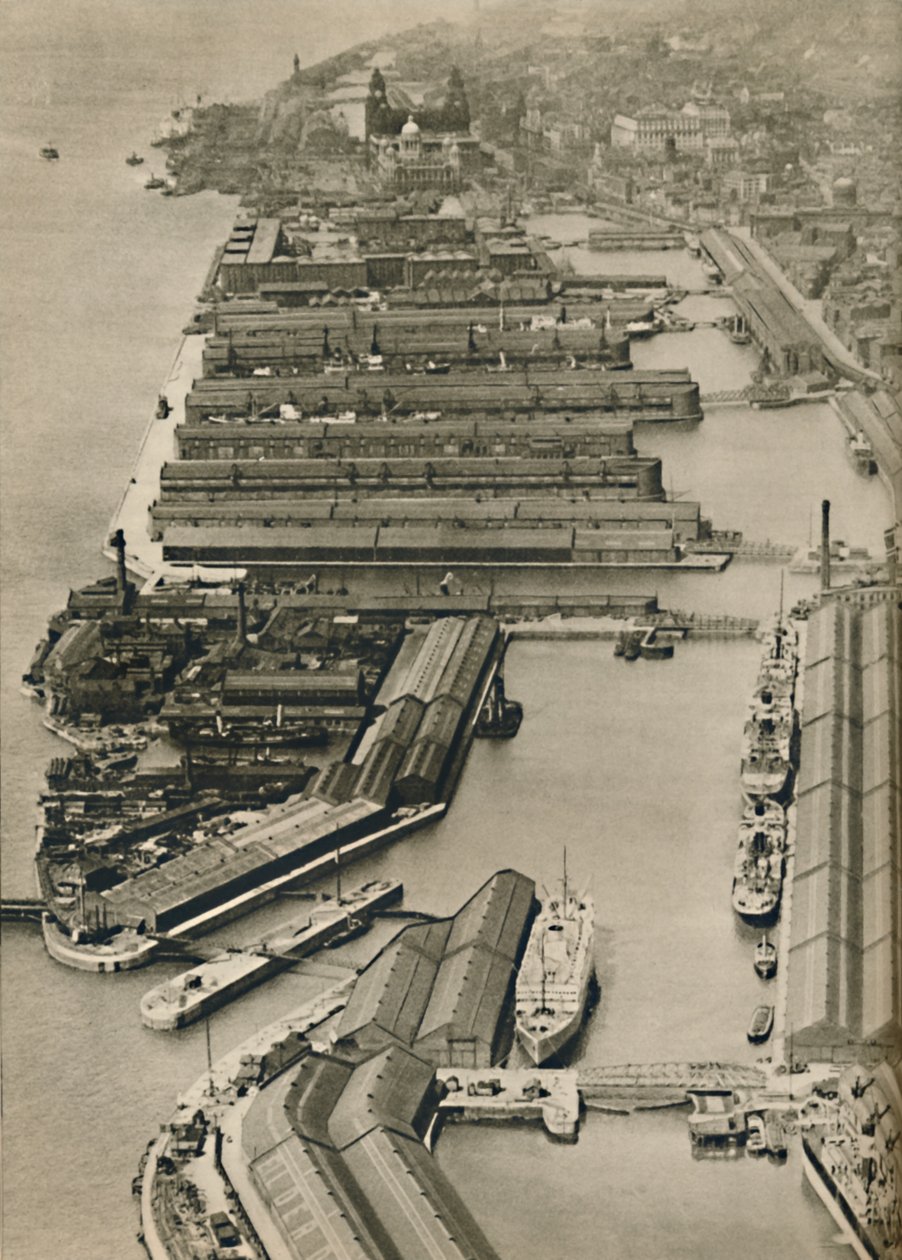 Los barcos navegan desde Liverpool a puertos de todo el mundo, desde el río Mersey, 1936 de Unbekannt