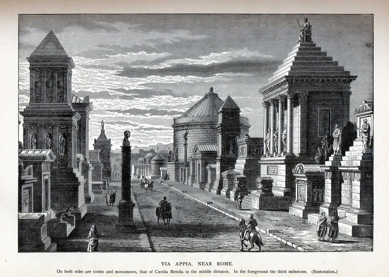 Vía Apia cerca de Roma, reconstrucción, 1882 de Unbekannt