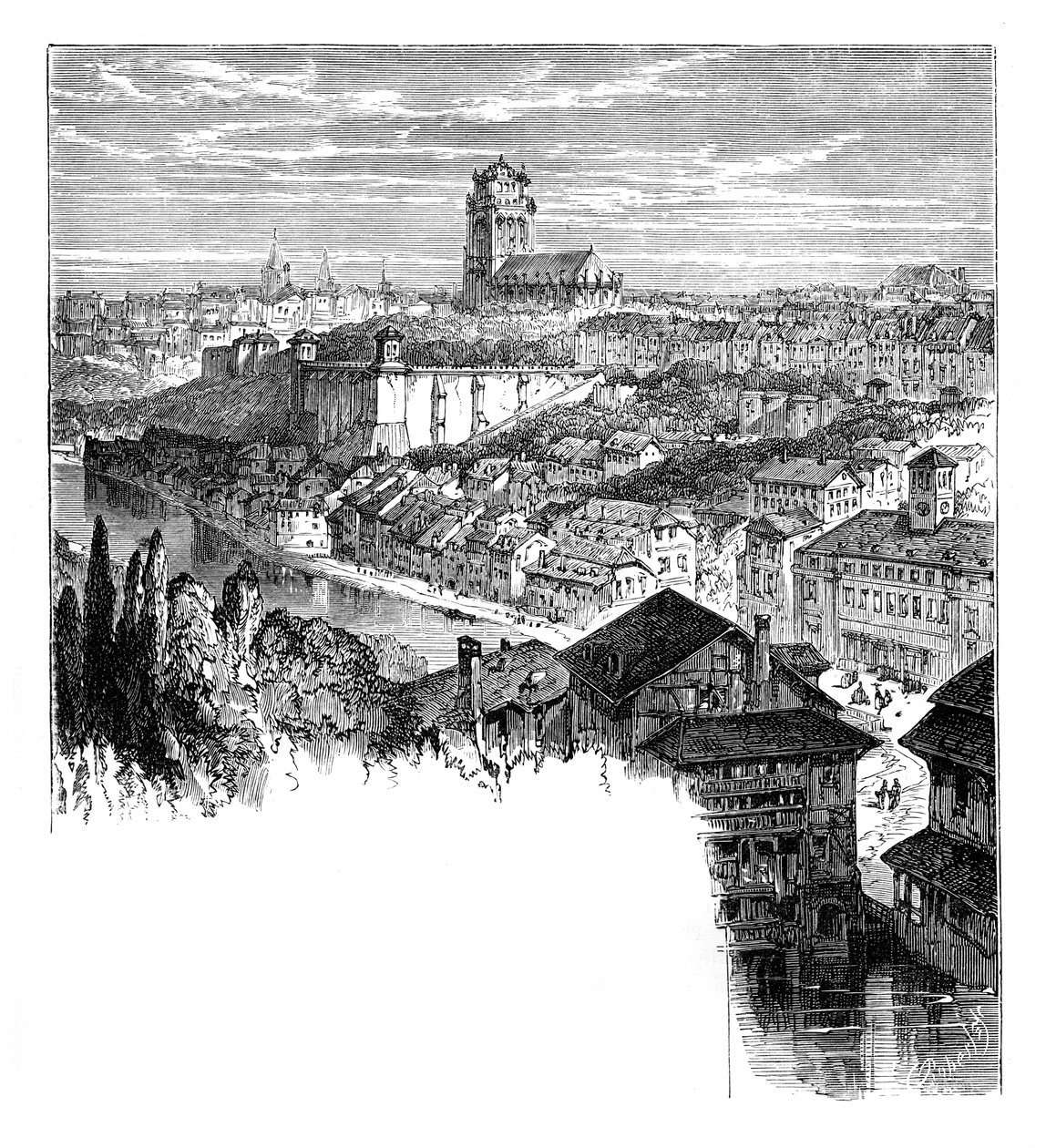 Vista en Berna, Suiza, c. 1888 de Unbekannt