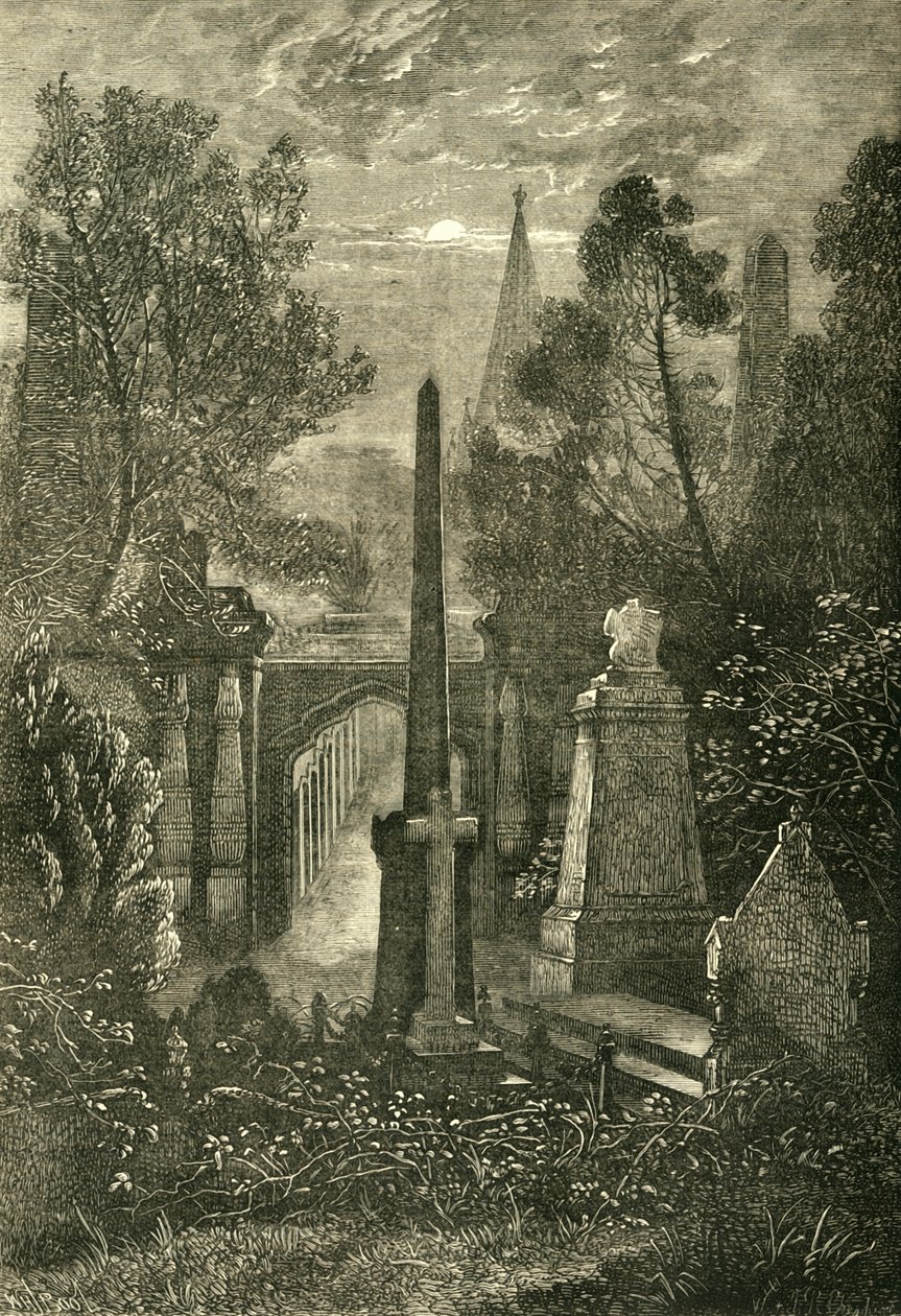 Vista en el Cementerio de Highgate, c1876 de Unbekannt