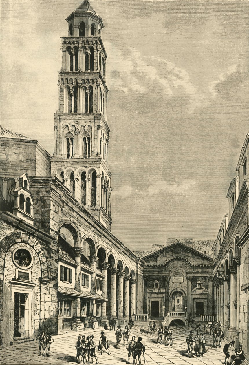 Vista en Spalatro, mostrando el Campanario y el Peristilo del Palacio de Diocleciano, 1890 de Unbekannt