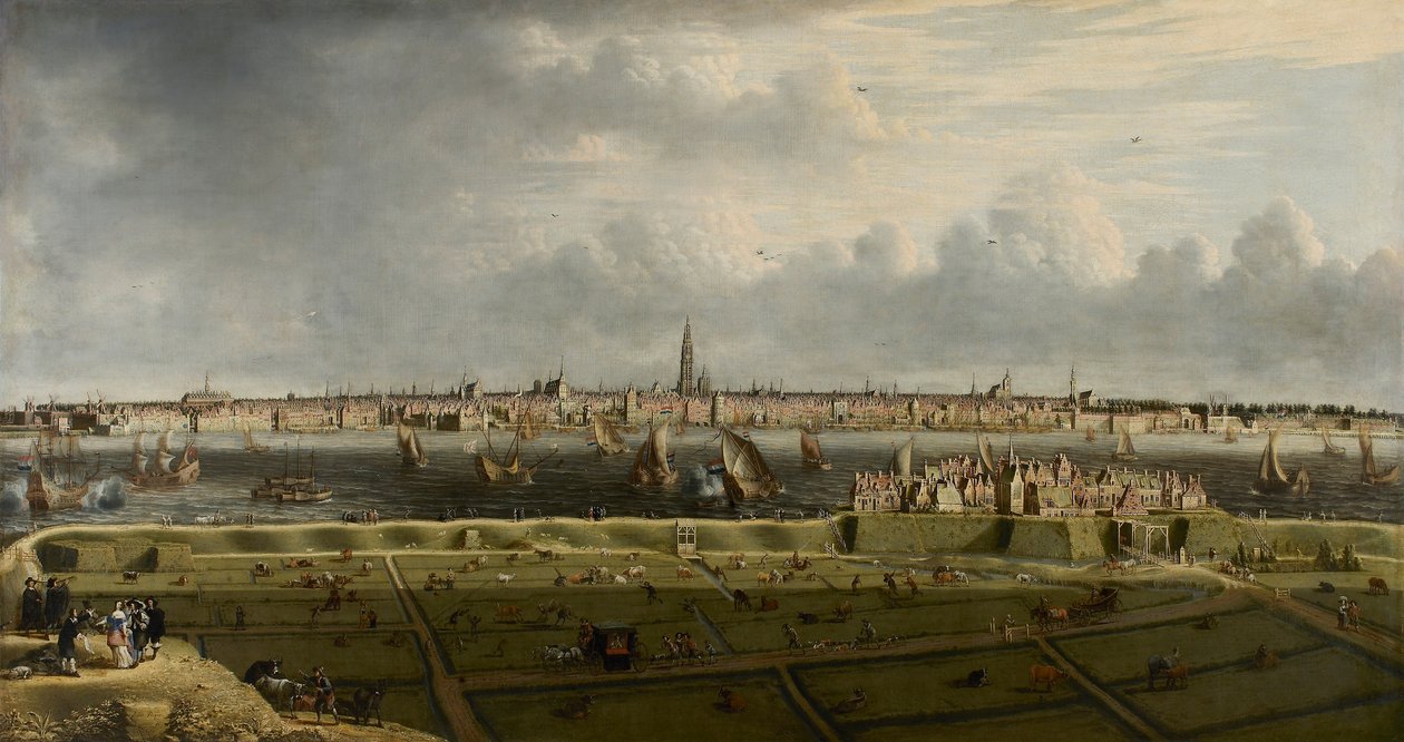 Vista de Amberes desde el Vlaams Hoofd de Unbekannt