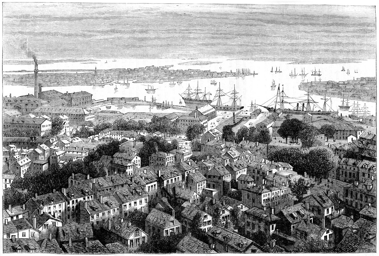 Vista de Boston desde Bunkers Hill, Massachusetts, c1770s c1880 de Unbekannt