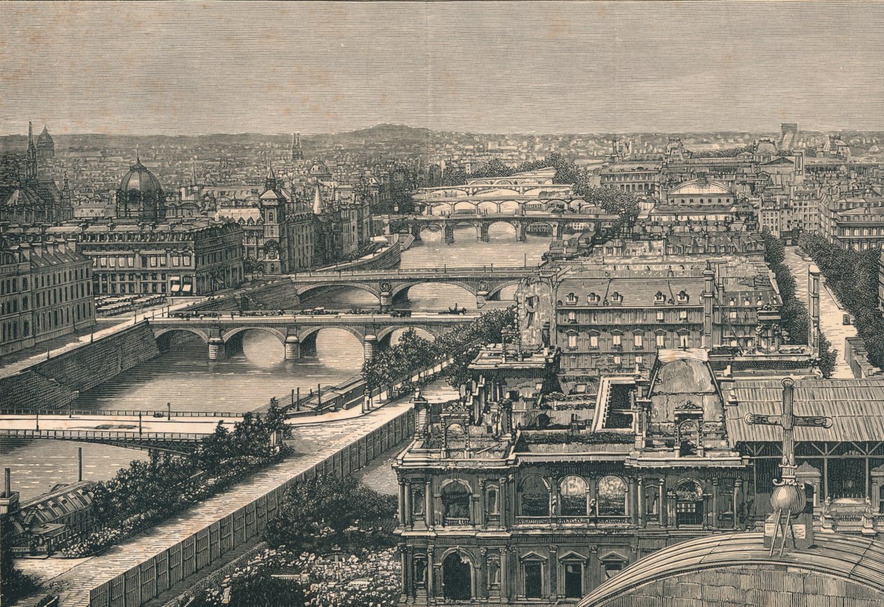 Vista de París, mostrando los Siete Puentes, 1882 de Unbekannt