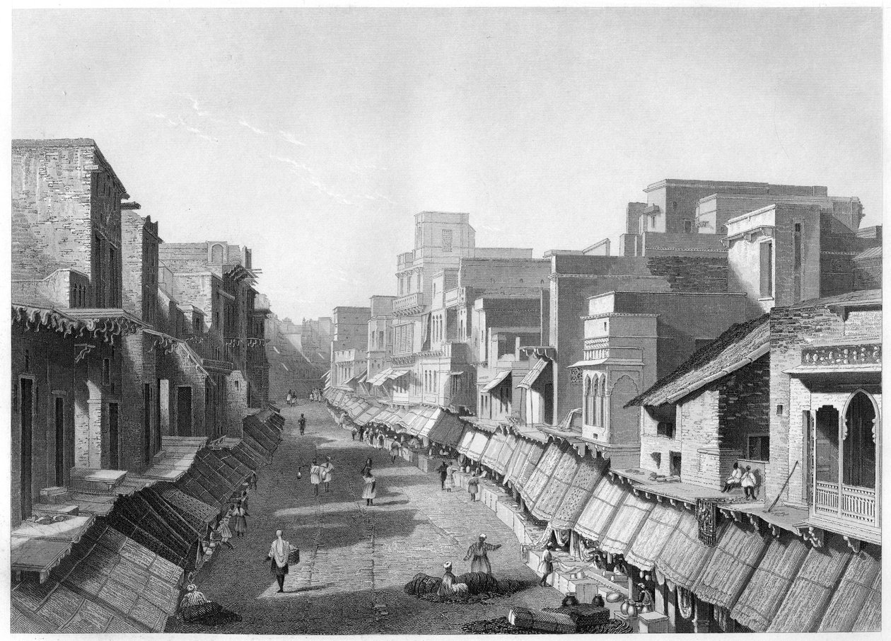 Vista de la calle principal, Agra, c1860 de Unbekannt