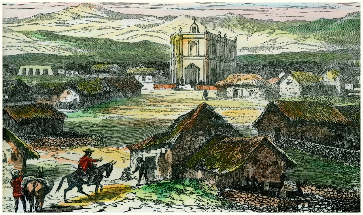 Vista de Tiahuanaco, cerca del lago Titicaca, Bolivia, c. 1880 de Unbekannt