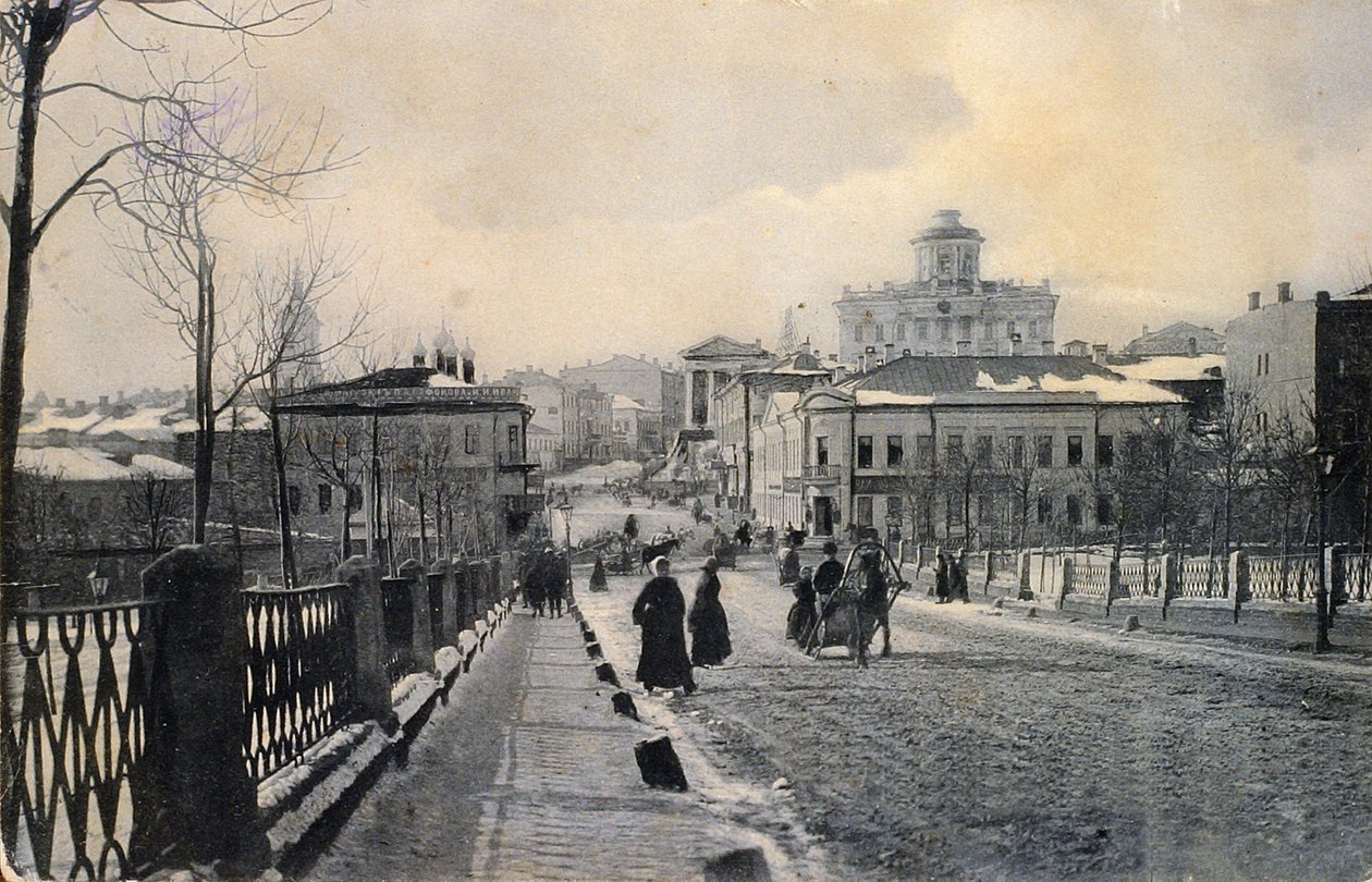 Vista de la calle Znamenka en invierno, Moscú, Rusia, principios del siglo XX de Unbekannt