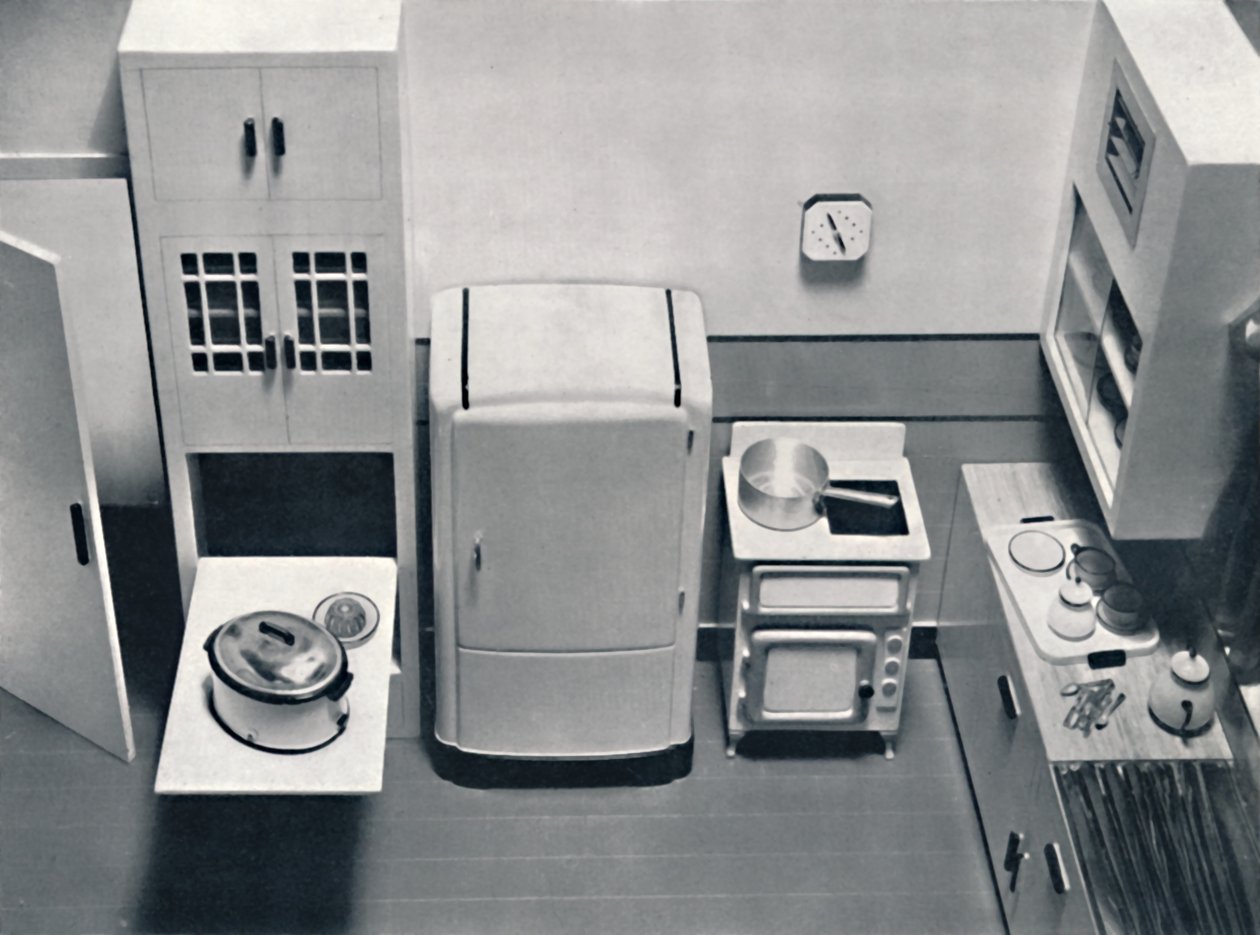 Vista de una cocina, diseñada por H.M.V. Household Appliances, 1938 de Unbekannt