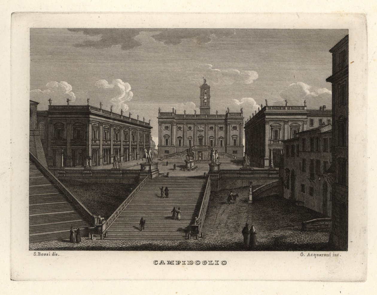 Vista de la Colina Capitolina, Campidoglio, Roma, con el Palazzo Senatorio de Unbekannt