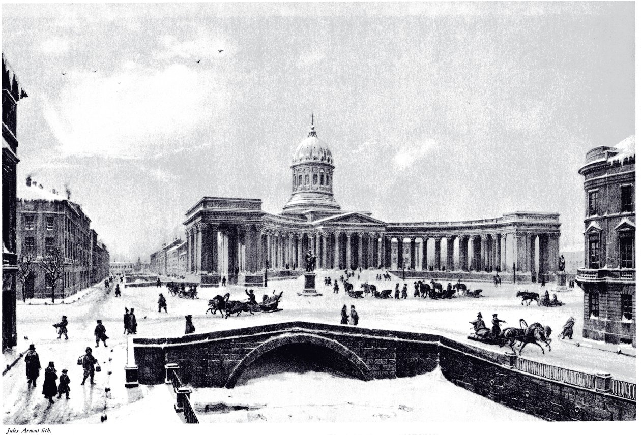 Vista de la Catedral de Kazán en San Petersburgo, c. 1850 de Unbekannt