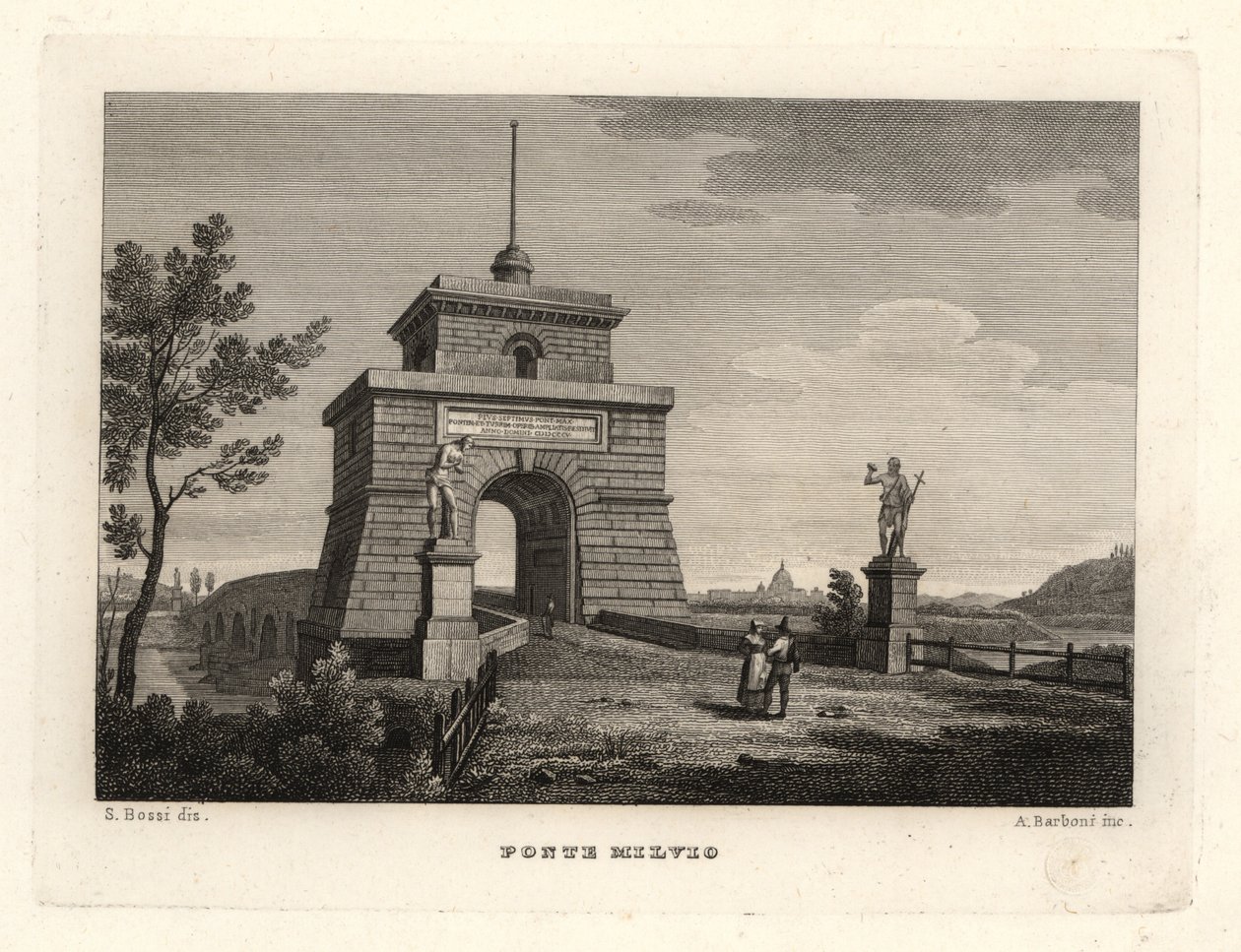 Vista del Puente Milvio, Roma de Unbekannt
