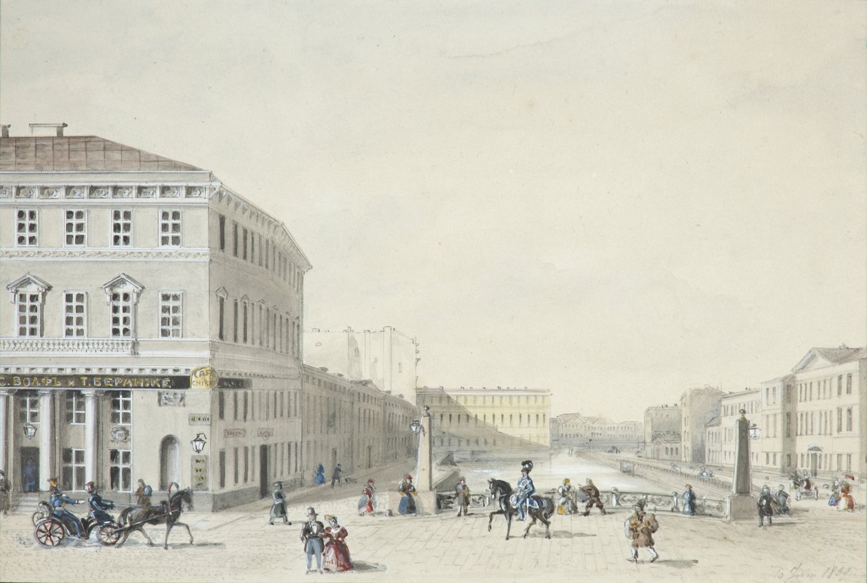 Vista del Malecón Moika desde el Puente de la Policía, 1839 de Unbekannt